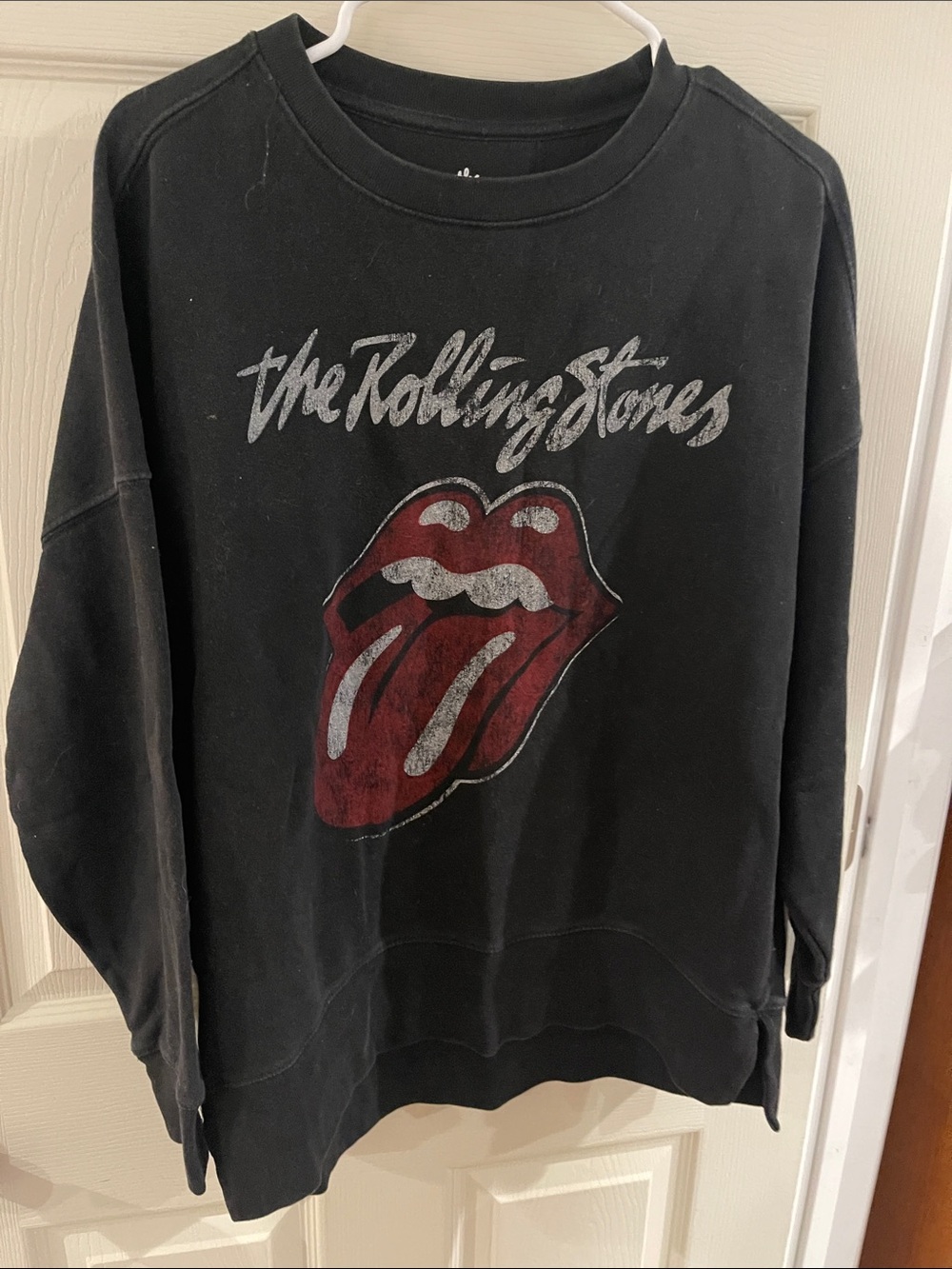 the Rolling Stones Black Sweatshirt with Red Tongue Logo